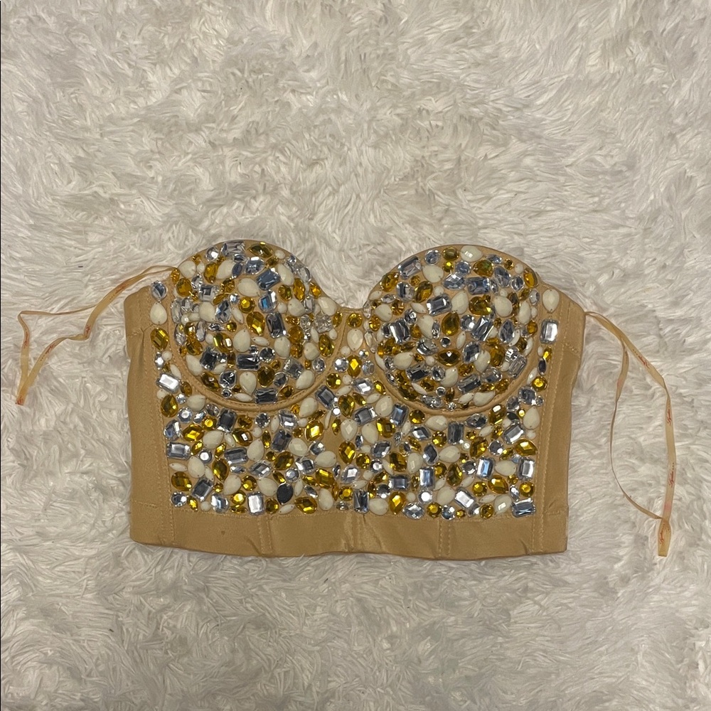 New hand sewn gem crop top